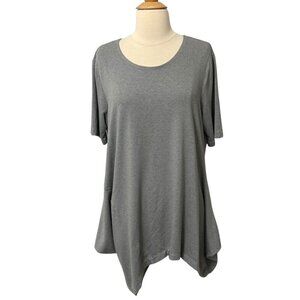 Bryn Walker Jessie Tunic Gray Short Sleeve Rayon Spandex Lagenlook Travel Size S